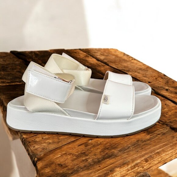UGG Lennox White Chunky Ankle Strap Wedge Platform Sandals Womens 6 - Picture 3 of 12